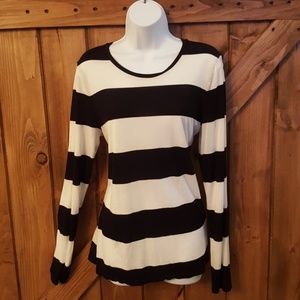 Black & White Striped Top,  Size L